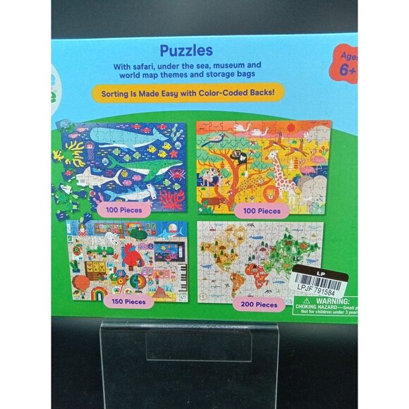 Giggle Scape 4-Puzzle Set Ages 6+ With Safari Sea Museum & Map Themes 550 Pieces - Picture 2 of 7